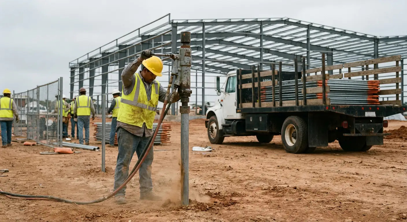 Industrial fencing installation site in Methuen, MA