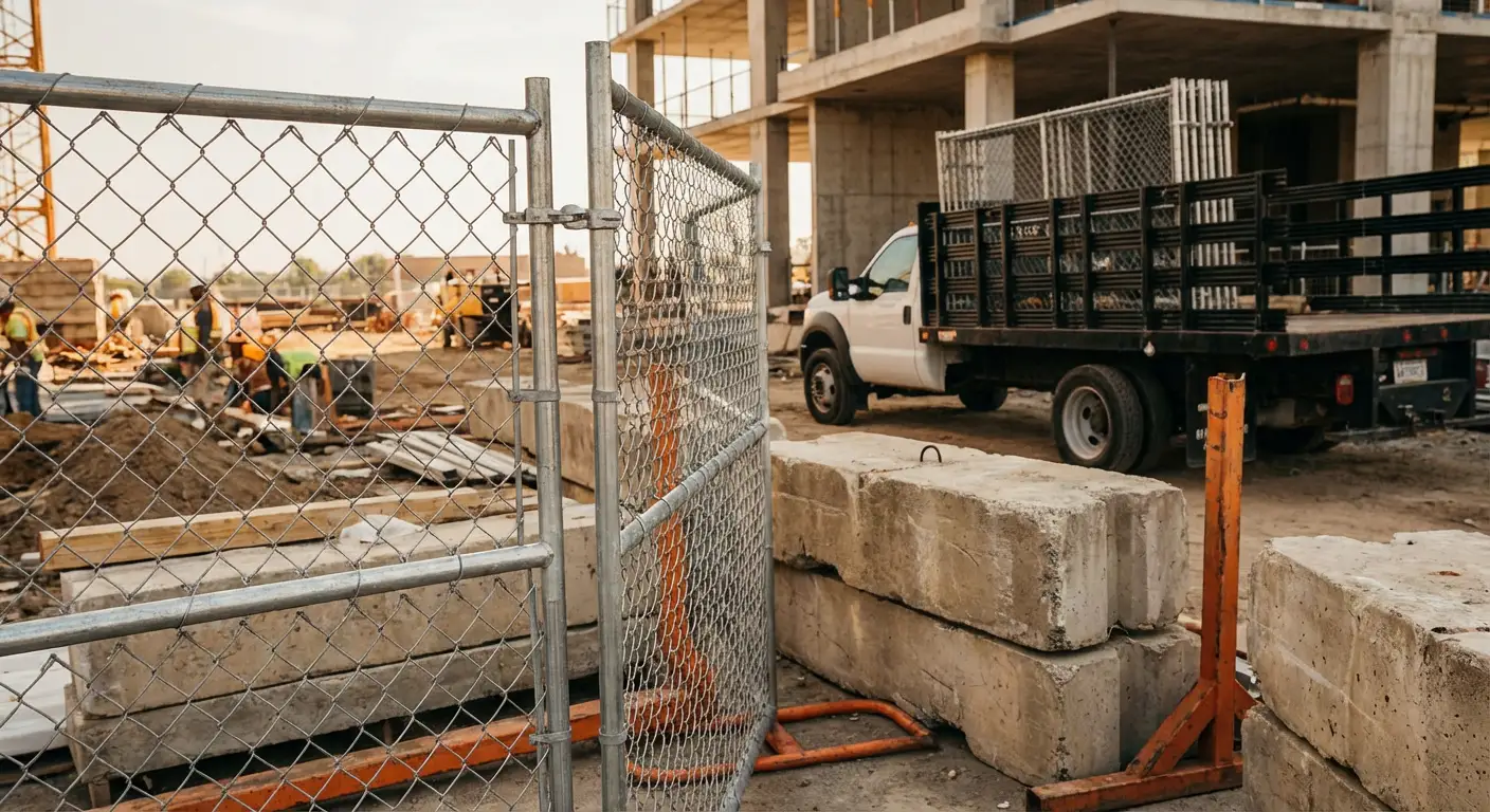 Commercial temporary fencing installation site in Methuen, MA