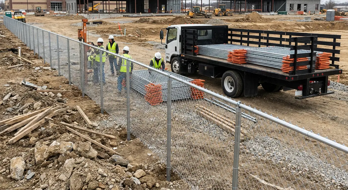 Post-Driven Construction Fence in Methuen, MA