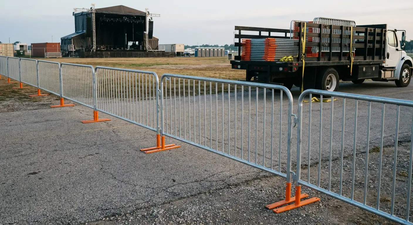 Crowd control barricade setup in Methuen, MA