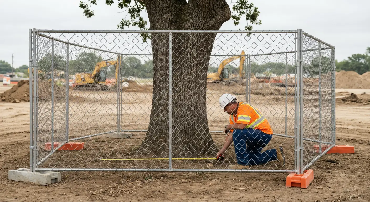 Tree protection zone fencing installation in Methuen, MA