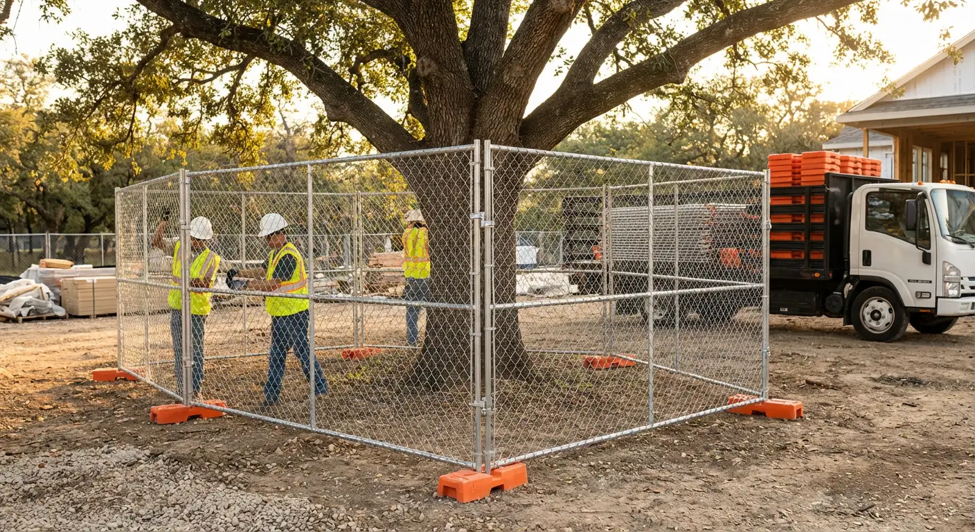 Tree protection zone fencing background in Methuen, MA