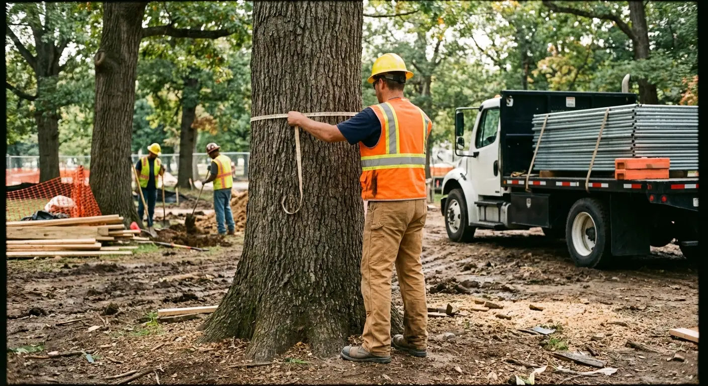 Tree protection zone fencing installation in Methuen, MA
