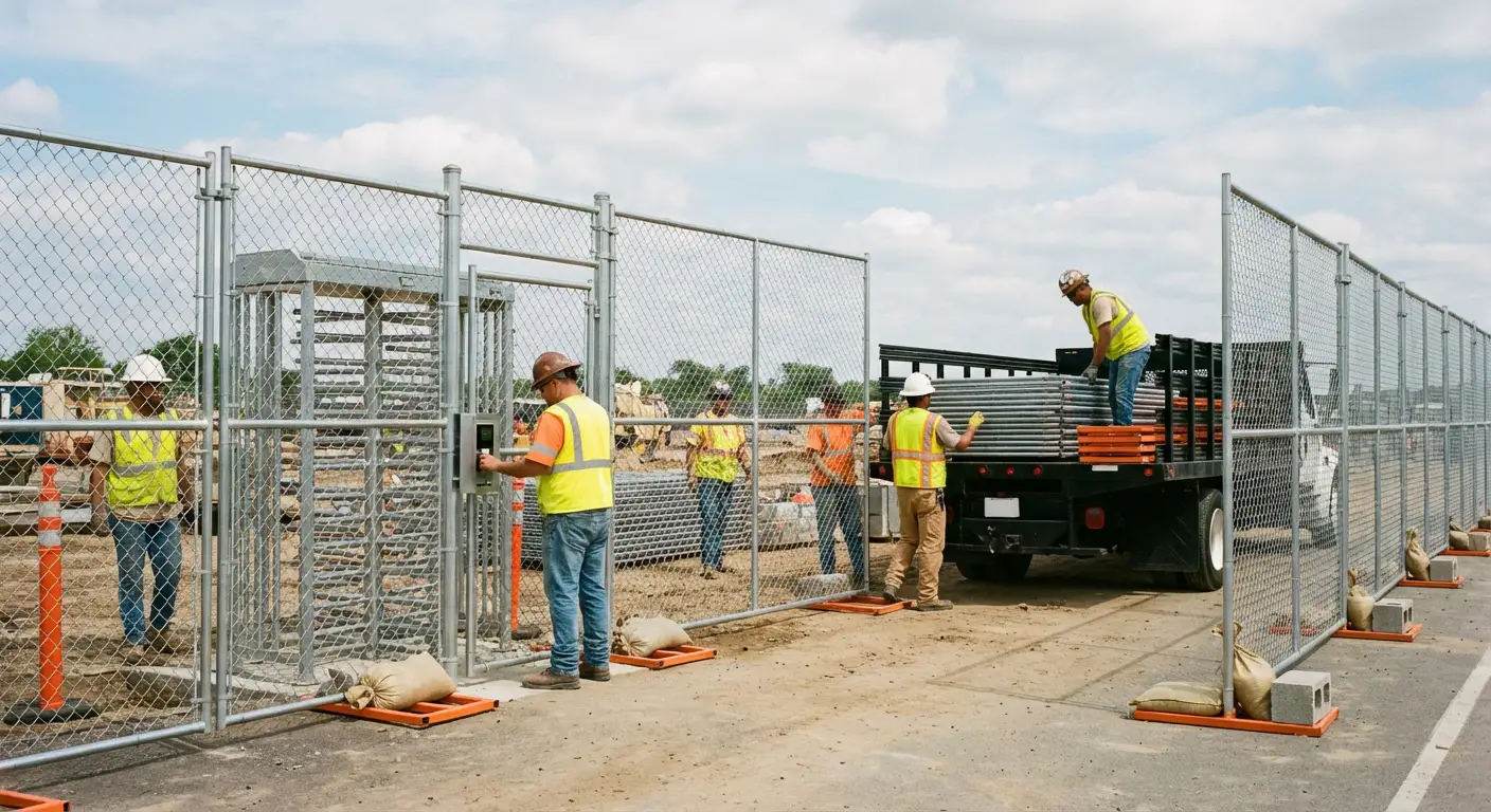 Secure construction site with temporary fencing in Methuen, MA