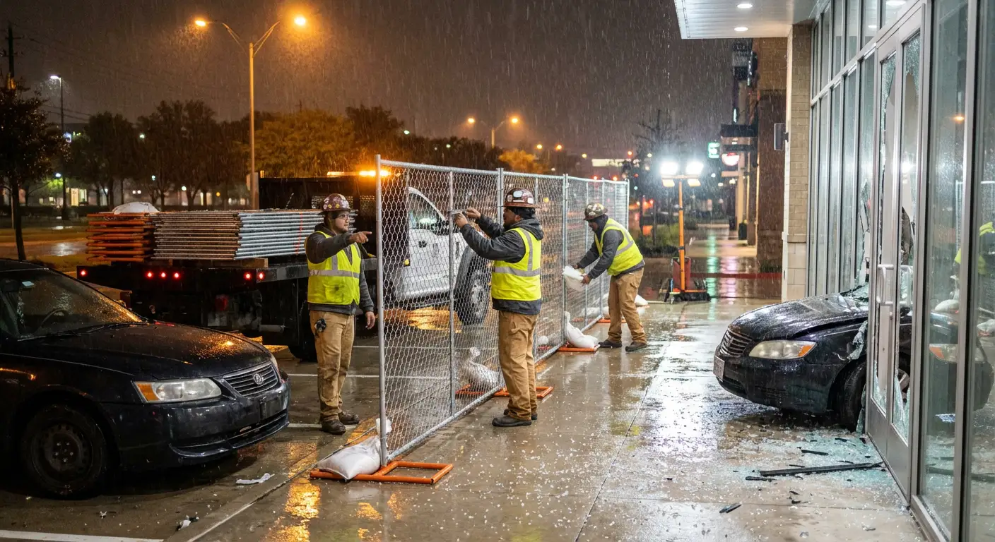 Emergency temporary fencing and dispatch logistics in Methuen, MA