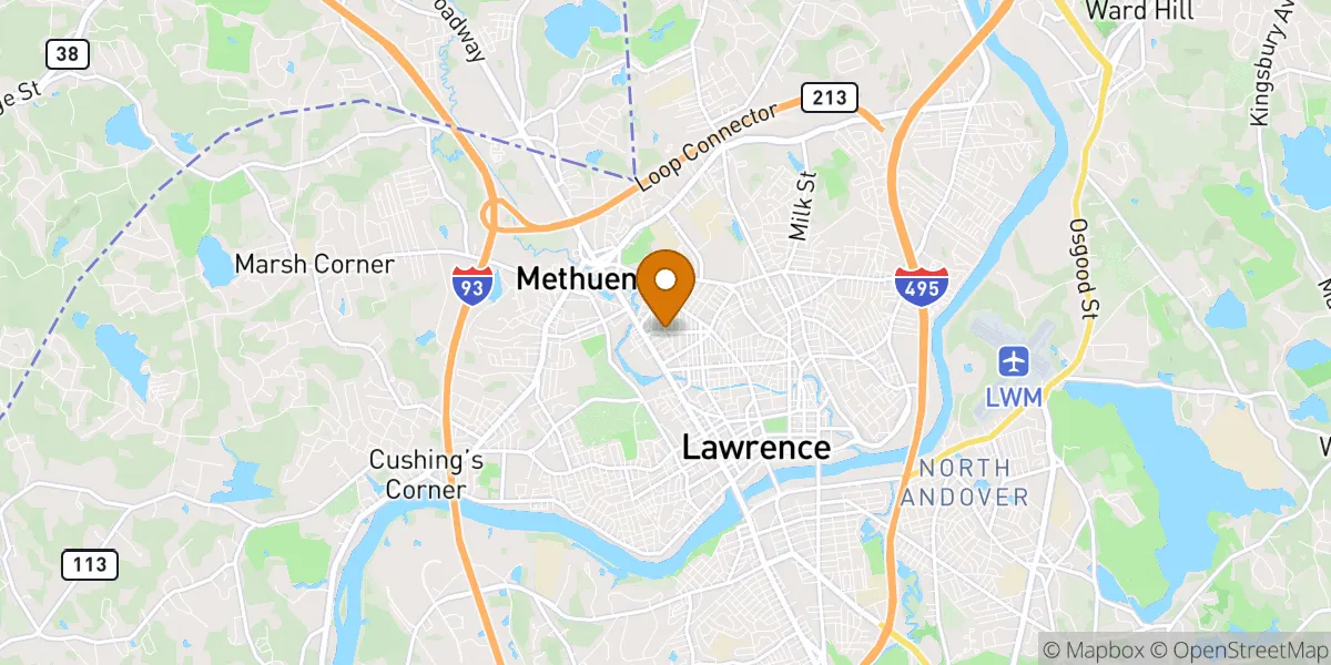 Central Methuen (Gaunt Square) neighborhood map in Methuen, MA
