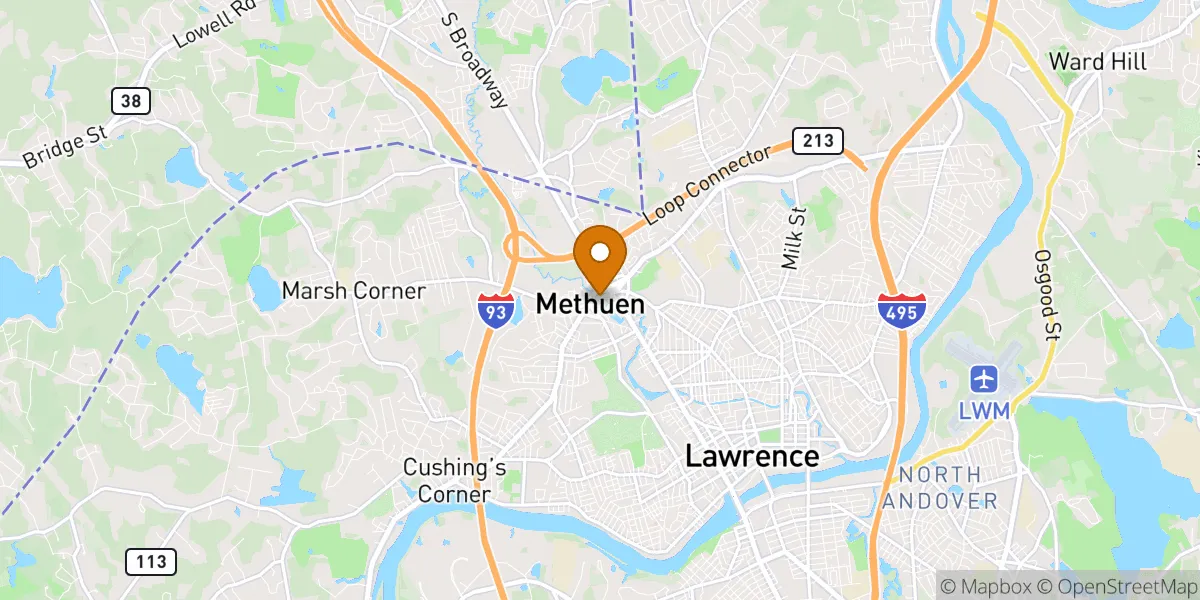 Spicket Falls neighborhood map in Methuen, MA