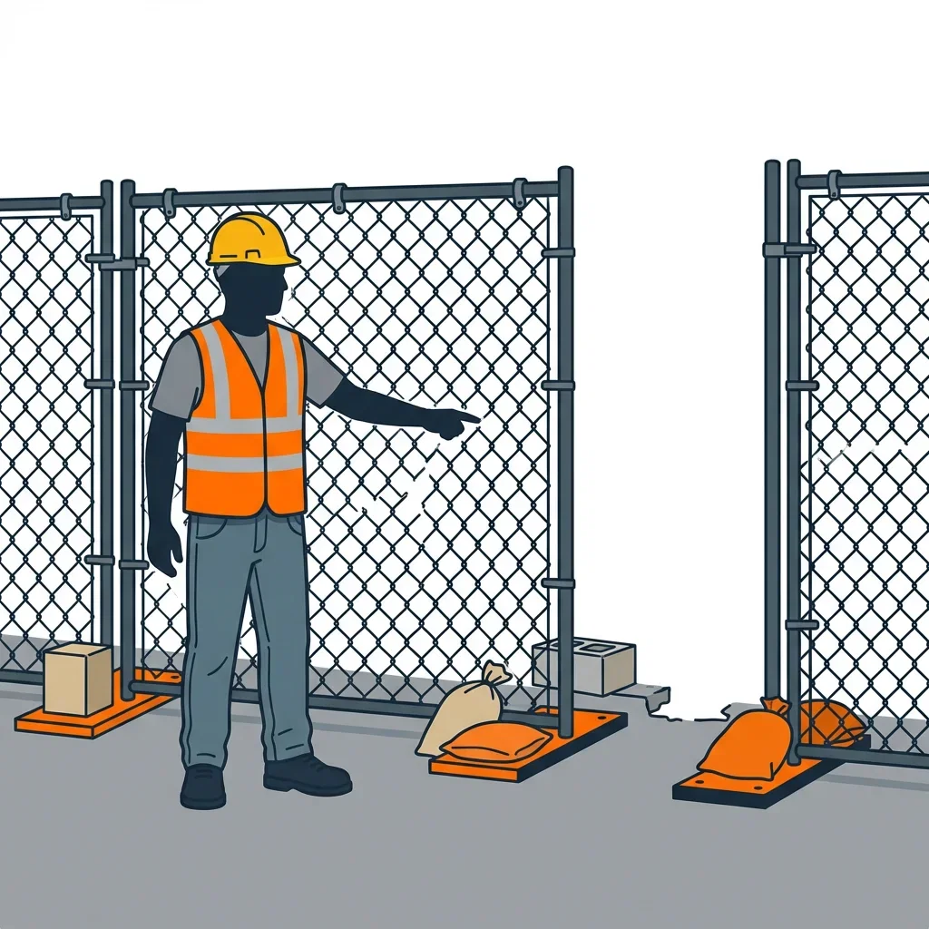 Diagram illustrating common construction site perimeter vulnerabilities in Methuen, MA